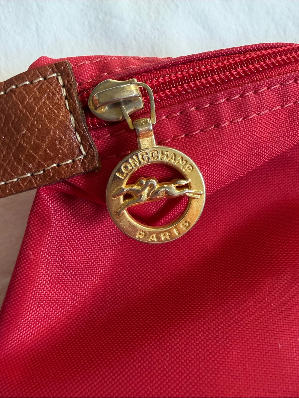 Longchamp Red Large Le Pliage Nylon Shoulder Tote - Picture 5 of 16